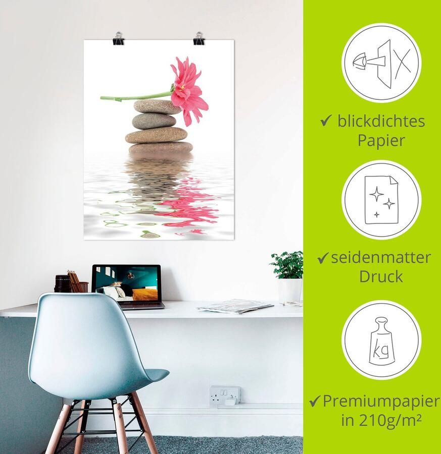 Artland Artprint Zen Spa stenen met bloemen I als artprint op linnen poster in verschillende formaten maten - Foto 4