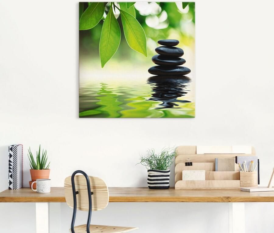 Artland Artprint Zen steenpiramide op wateroppervlak als artprint op linnen poster muursticker in verschillende maten - Foto 4