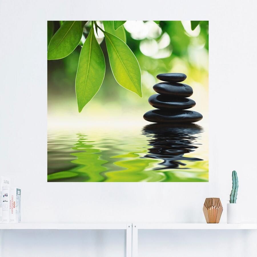 Artland Artprint Zen steenpiramide op wateroppervlak als artprint op linnen poster muursticker in verschillende maten - Foto 2