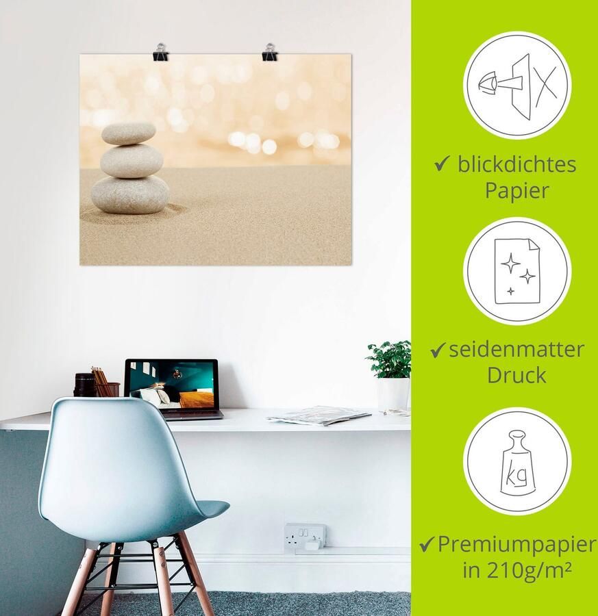 Artland Artprint Zen stenen in het zand als artprint op linnen poster in verschillende formaten maten - Foto 2