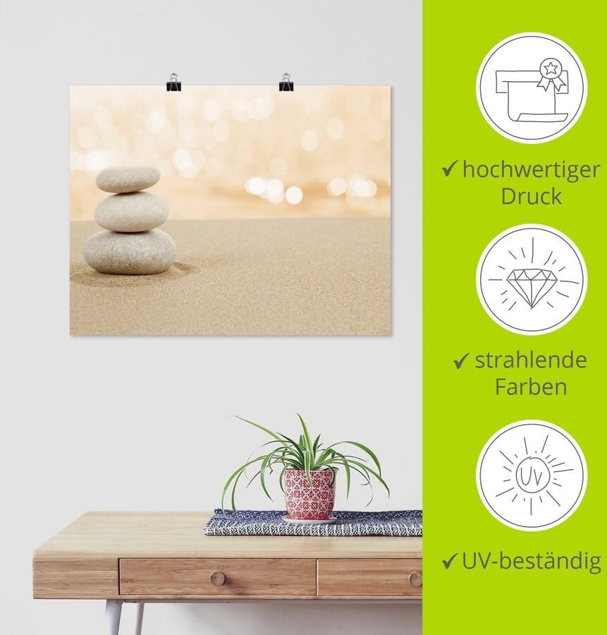 Artland Artprint Zen stenen in het zand als artprint op linnen poster in verschillende formaten maten - Foto 3