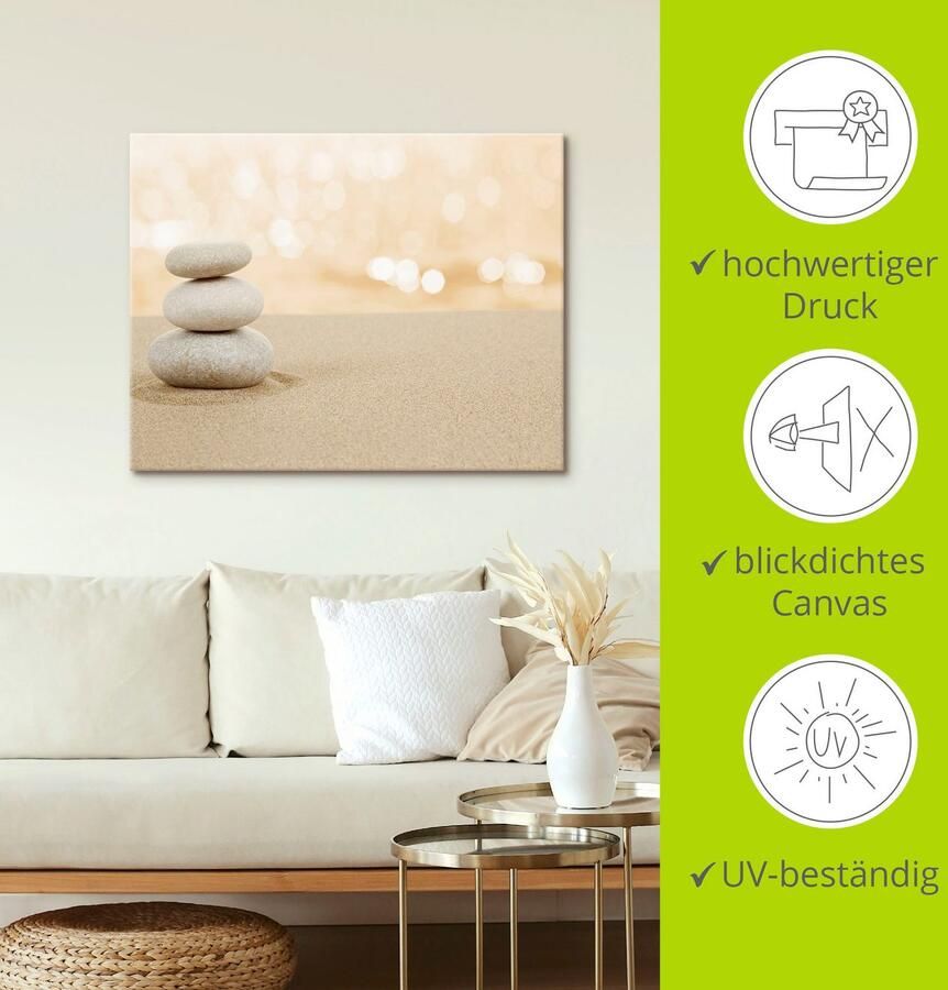 Artland Artprint Zen stenen in het zand als artprint op linnen poster in verschillende formaten maten - Foto 3