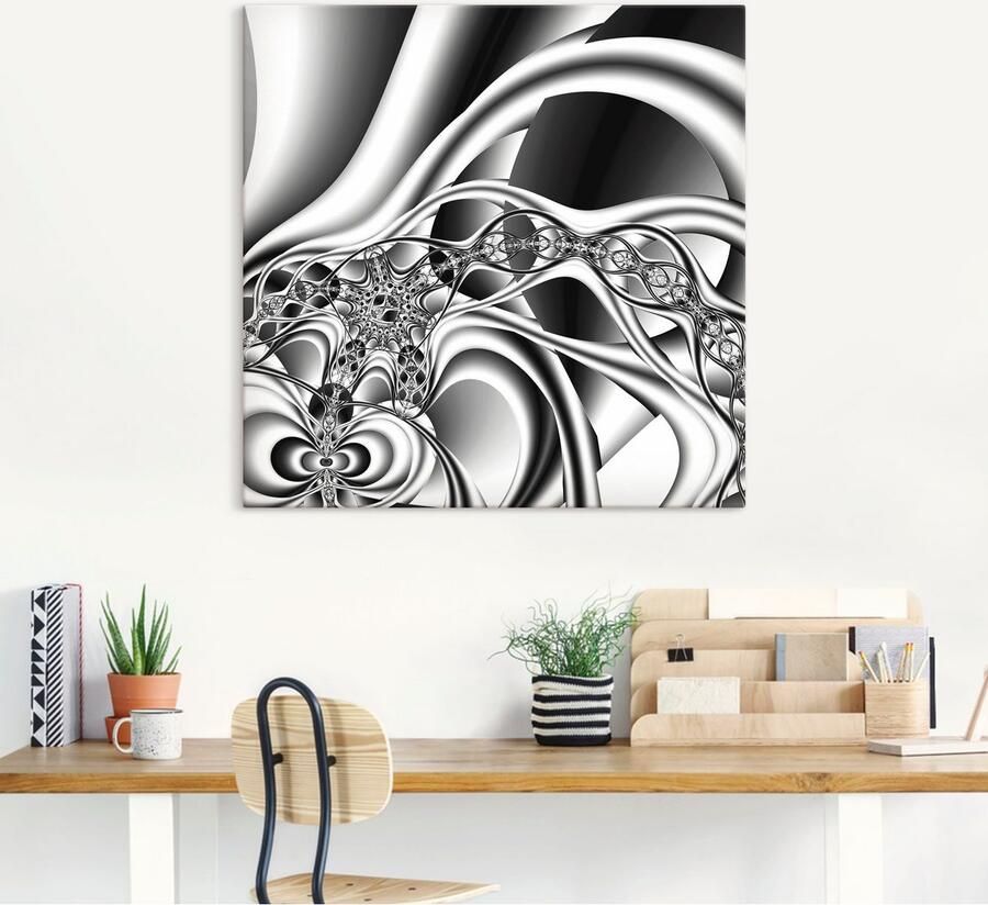Artland Artprint Zilverkleurkleurige ketting als artprint van aluminium artprint op linnen muursticker verschillende maten - Foto 5