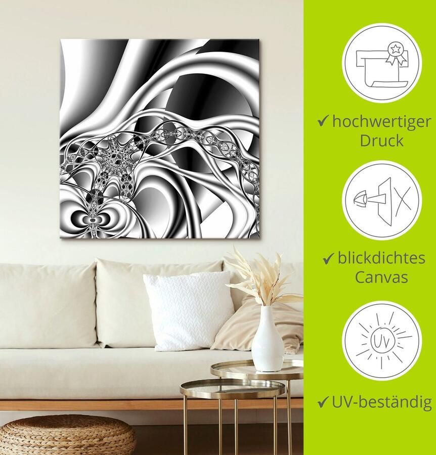 Artland Artprint Zilverkleurkleurige ketting als artprint van aluminium artprint op linnen muursticker verschillende maten - Foto 4