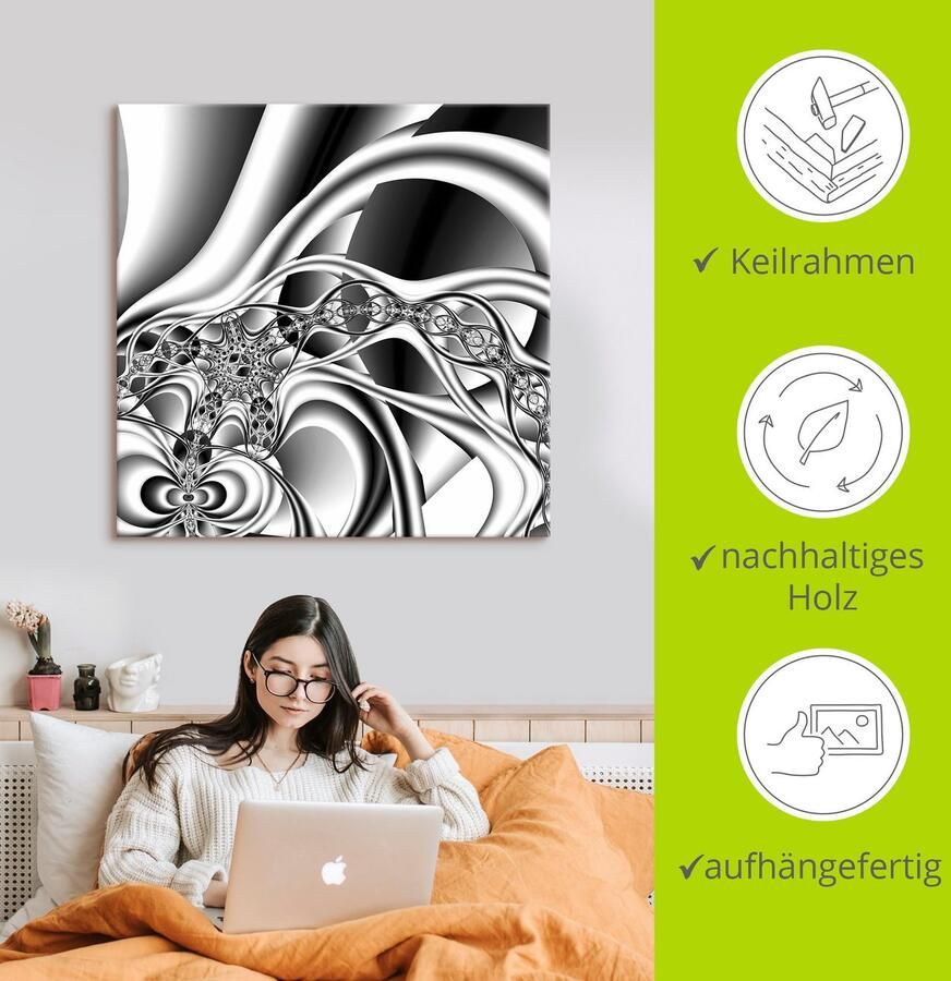 Artland Artprint Zilverkleurkleurige ketting als artprint van aluminium artprint op linnen muursticker verschillende maten - Foto 3