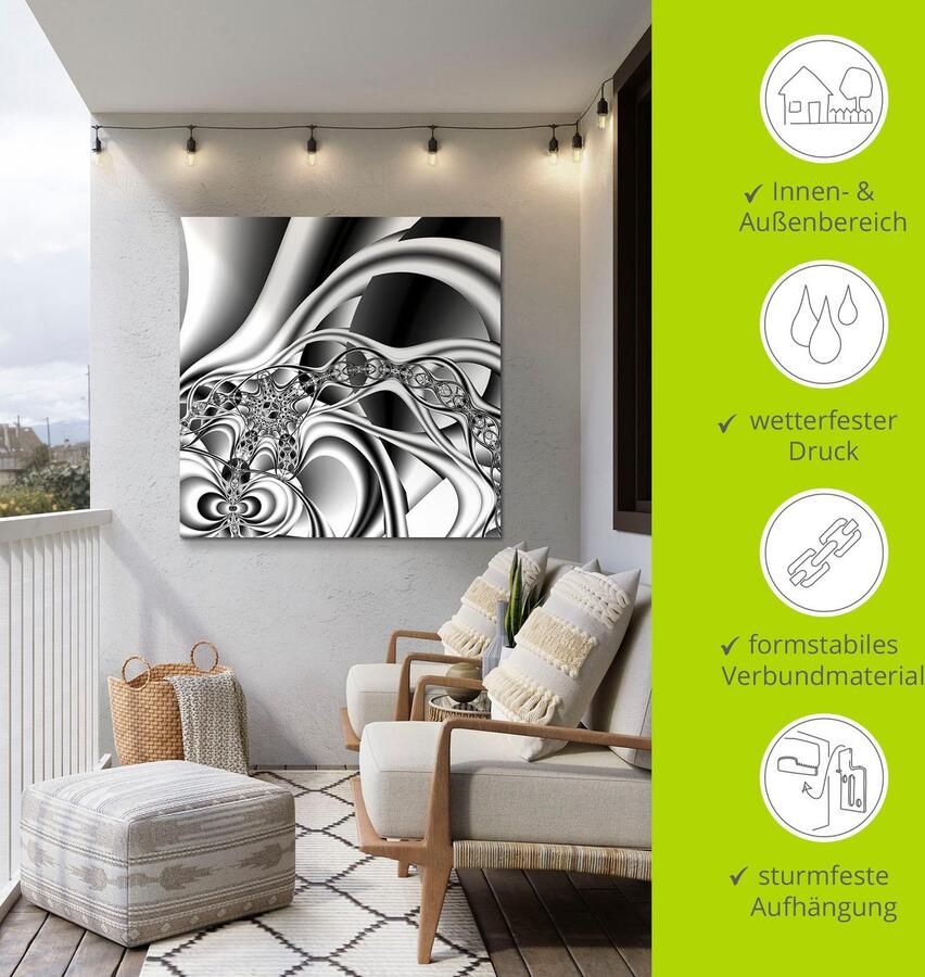 Artland Artprint Zilverkleurkleurige ketting als artprint van aluminium artprint op linnen muursticker verschillende maten - Foto 6