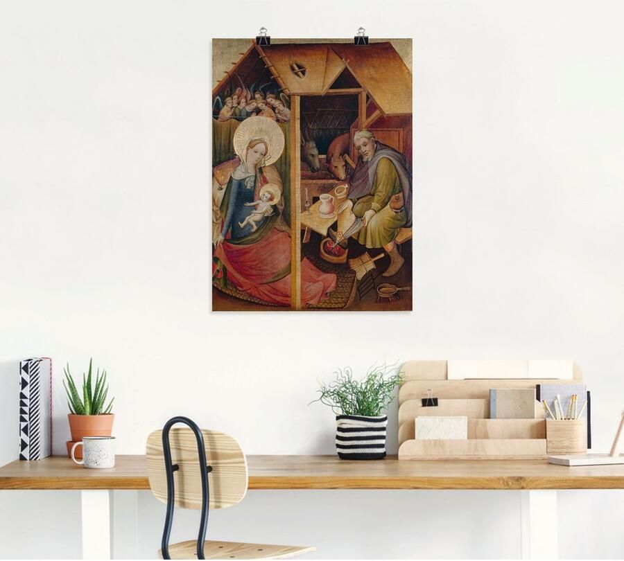 Artland Artprint Zogenaamde goudkleurige tafel. Geboorte van Christus als artprint op linnen muursticker of poster in verschillende maten - Foto 4