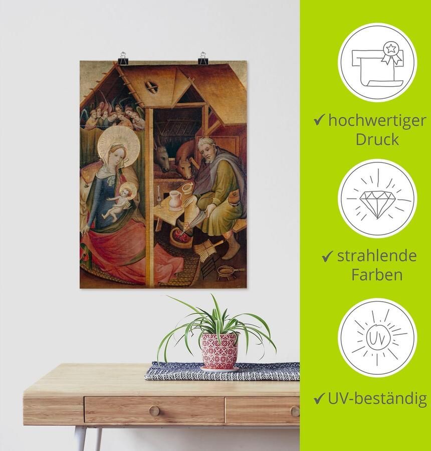 Artland Artprint Zogenaamde goudkleurige tafel. Geboorte van Christus als artprint op linnen muursticker of poster in verschillende maten - Foto 3