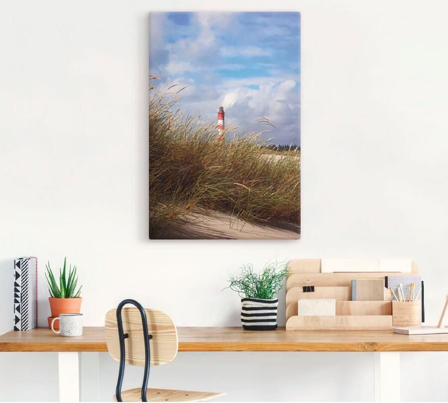 Artland Artprint Zomerimpressie vuurtoren Amrum als artprint op linnen poster in verschillende formaten maten - Foto 3