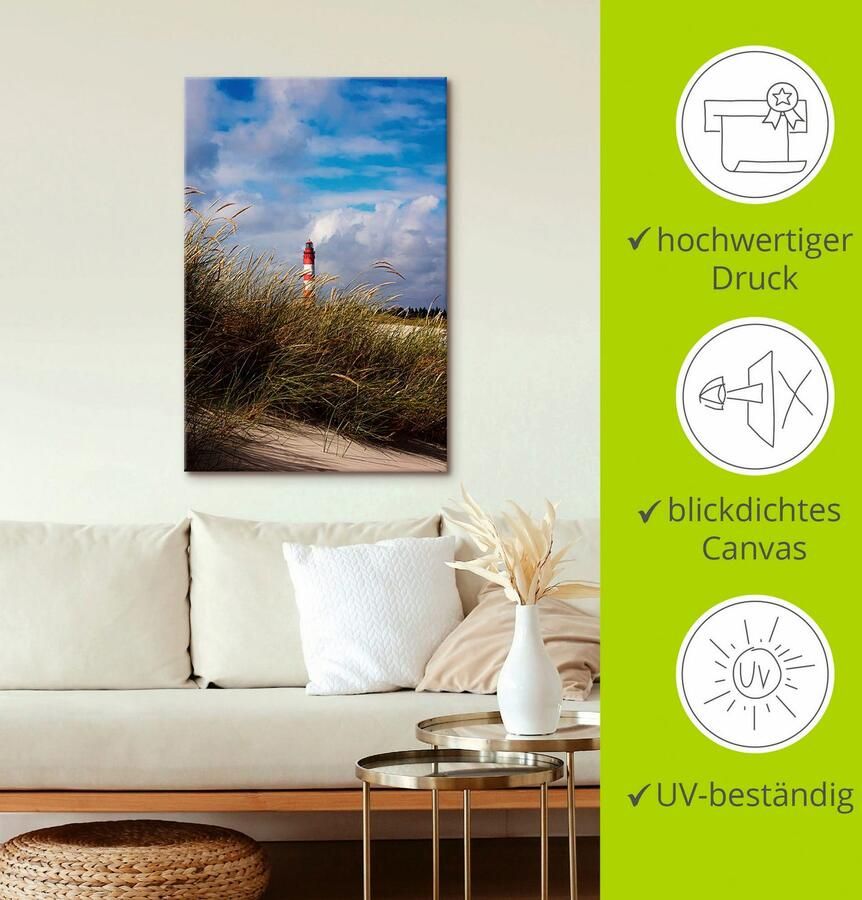 Artland Artprint Zomerimpressie vuurtoren Amrum als artprint op linnen poster in verschillende formaten maten - Foto 2