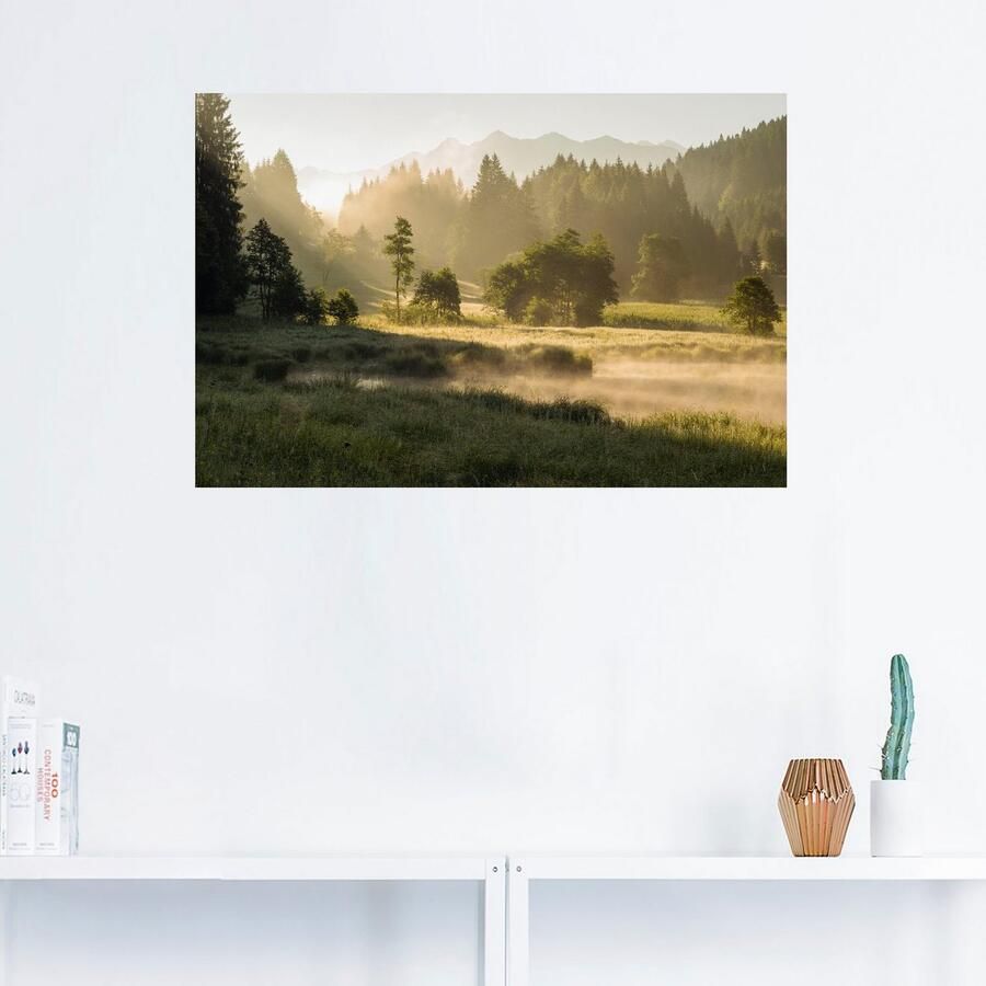 Artland Artprint Zomermorgen in de Alpen als artprint op linnen muursticker in verschillende maten