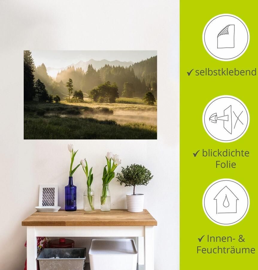 Artland Artprint Zomermorgen in de Alpen als artprint op linnen muursticker in verschillende maten - Foto 3