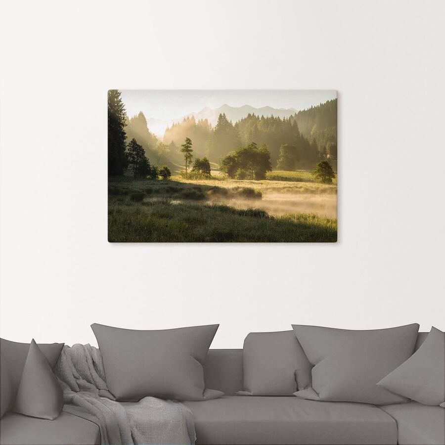 Artland Artprint Zomermorgen in de Alpen als artprint op linnen muursticker in verschillende maten