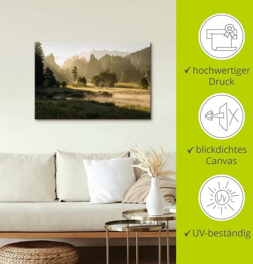 Artland Artprint Zomermorgen in de Alpen als artprint op linnen muursticker in verschillende maten - Foto 3