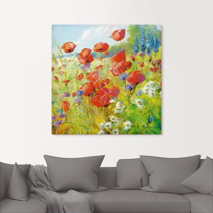 Artland Artprint op linnen Zomerweide met klaprozen - Foto 2