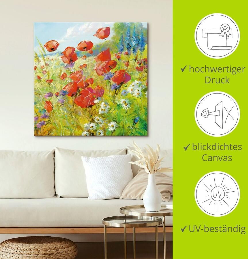 Artland Artprint op linnen Zomerweide met klaprozen - Foto 5
