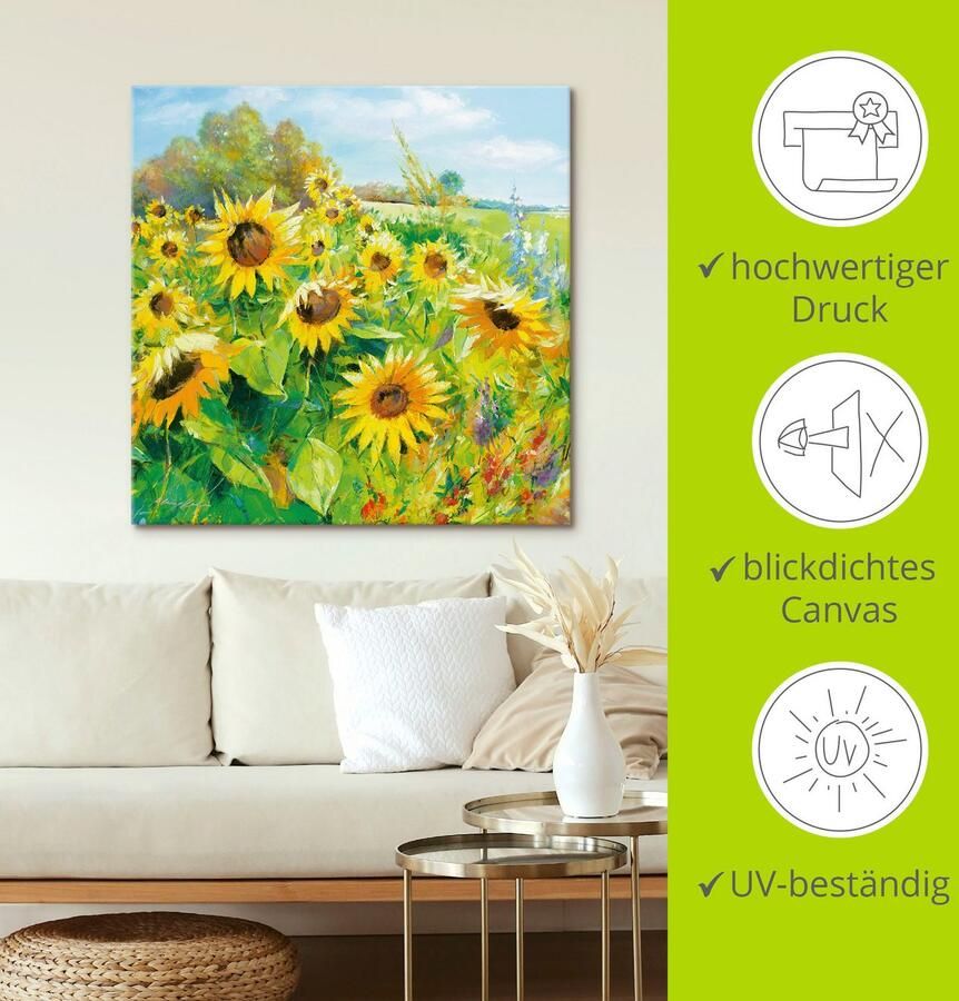 Artland Artprint Zomerweide met zonnebloemen als artprint van aluminium artprint voor buiten artprint op linnen poster muursticker - Foto 4