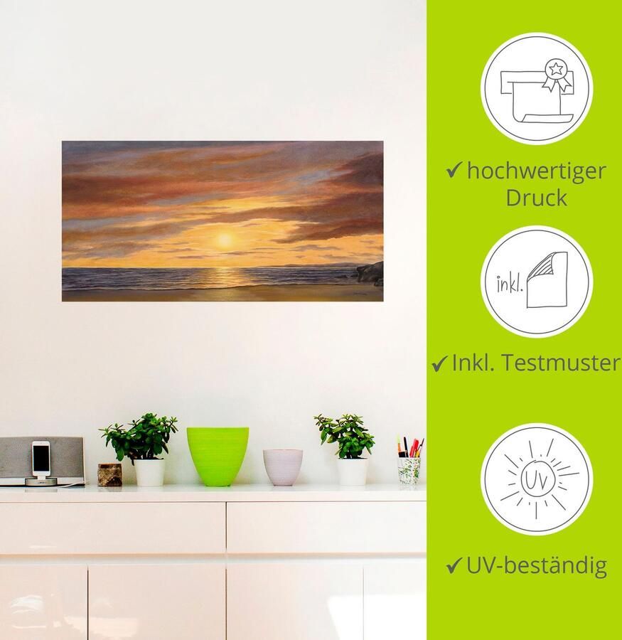 Artland Artprint Zon aan het strand als artprint van aluminium artprint voor buiten artprint op linnen poster muursticker - Foto 3