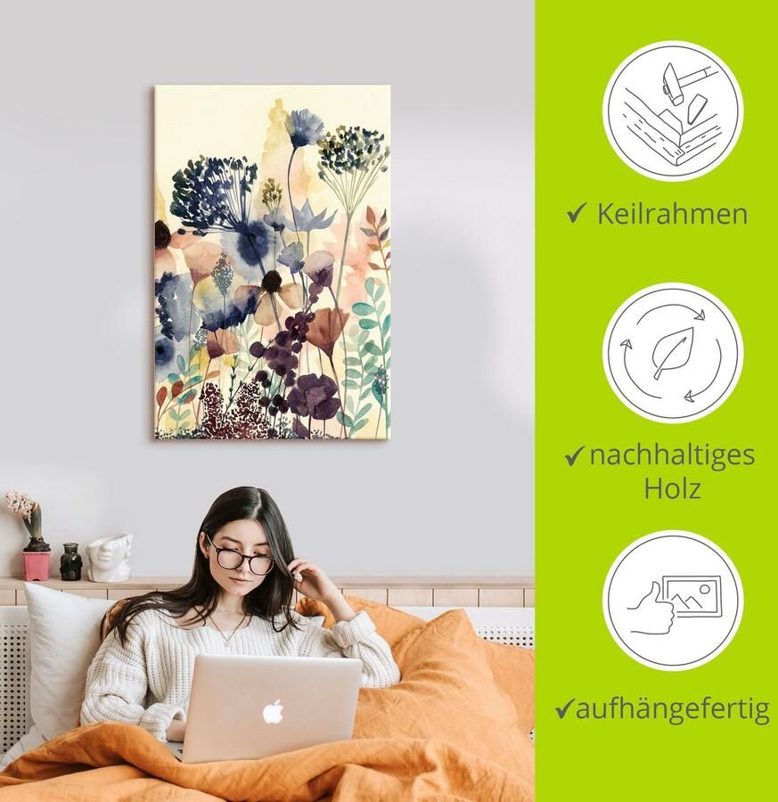 Artland Artprint Zongedroogde bloemen II als artprint op linnen poster in verschillende formaten maten