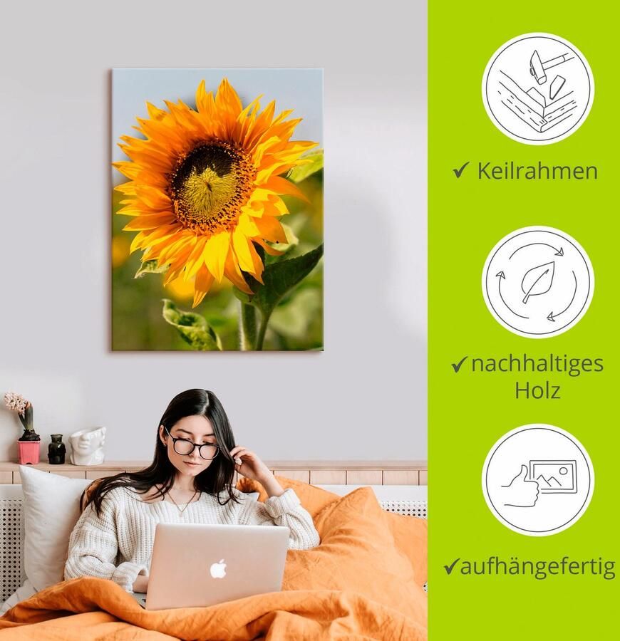 Artland Artprint Zonnebloem als artprint op linnen poster muursticker in verschillende maten