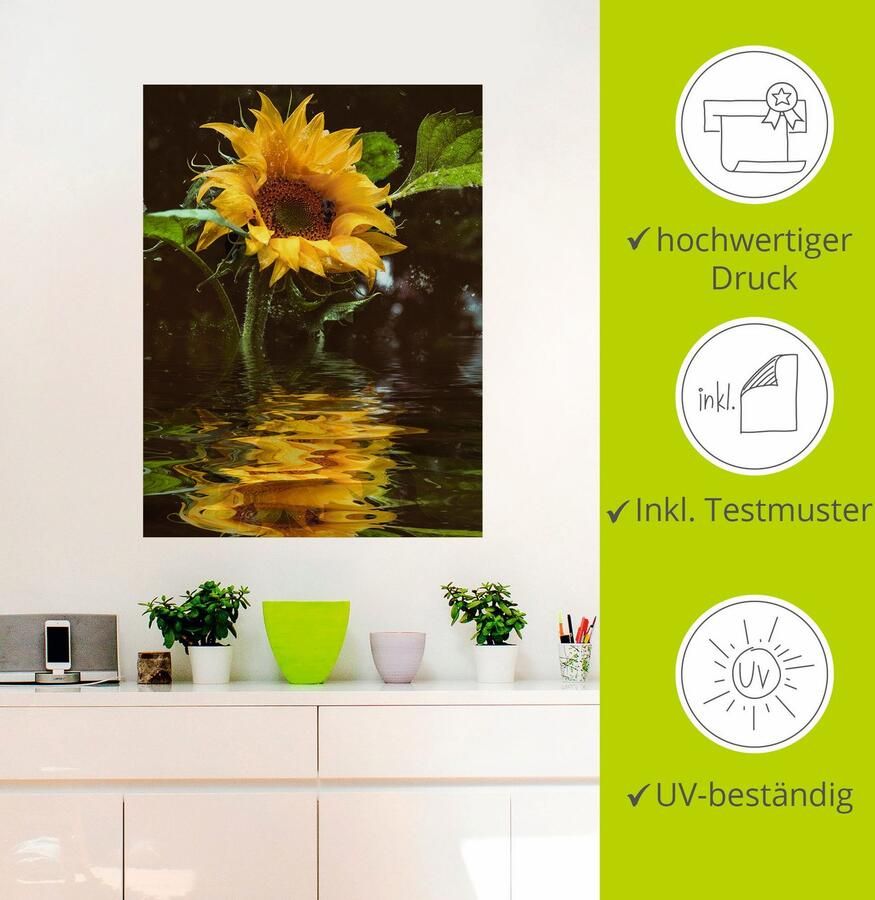 Artland Artprint Zonnebloem als artprint van aluminium artprint voor buiten artprint op linnen poster muursticker - Foto 2
