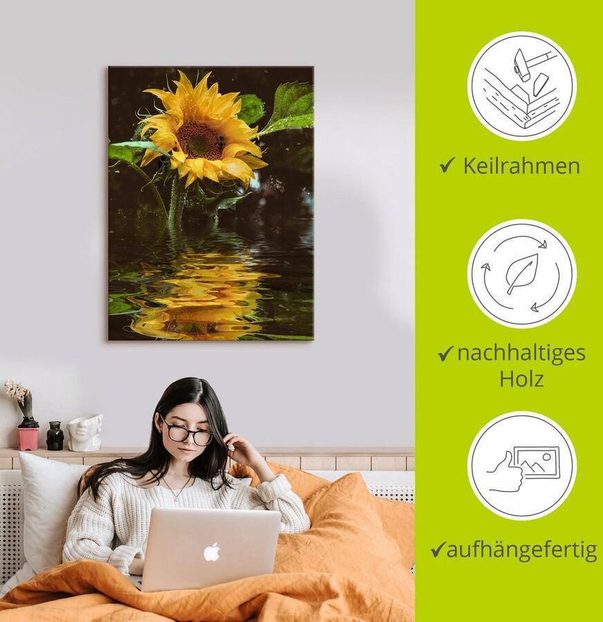 Artland Artprint Zonnebloem als artprint van aluminium artprint voor buiten artprint op linnen poster muursticker - Foto 2