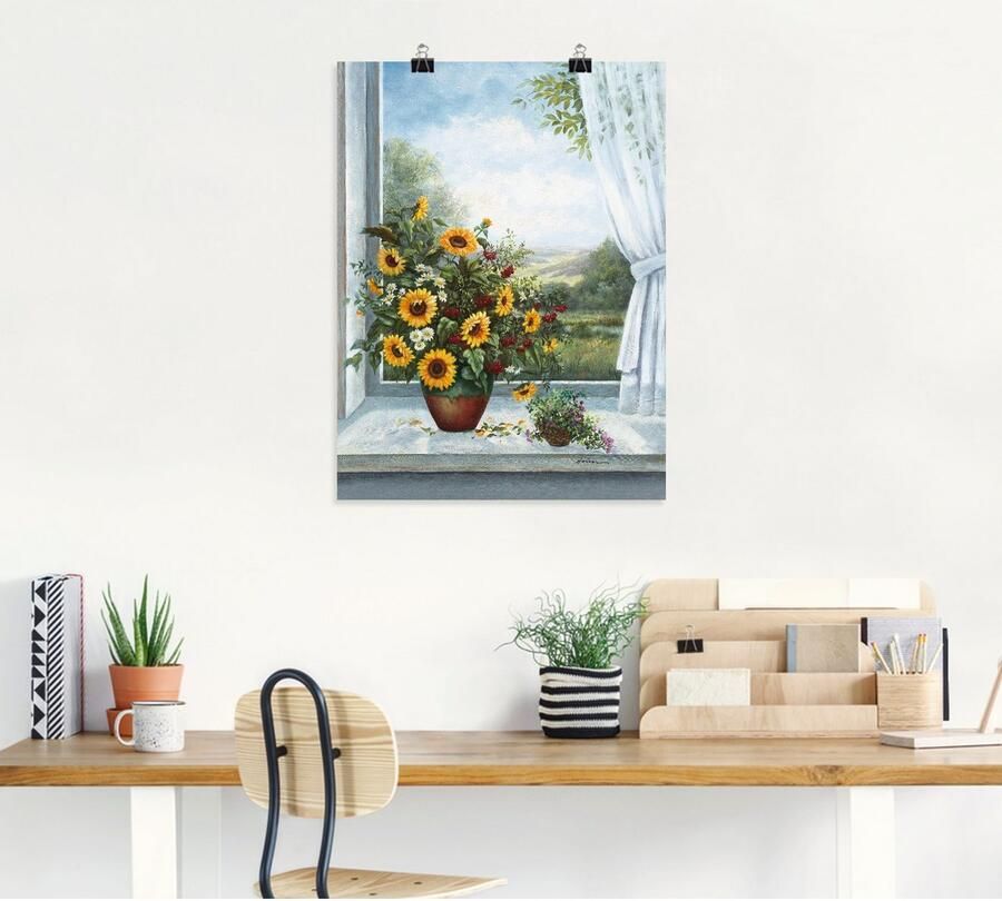 Artland Artprint Zonnebloemen bij het raam als artprint op linnen poster muursticker in verschillende maten - Foto 7