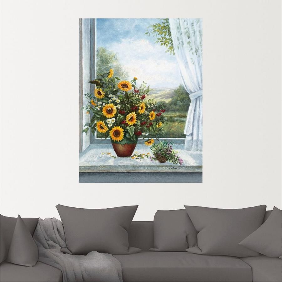 Artland Artprint Zonnebloemen bij het raam als artprint op linnen poster muursticker in verschillende maten - Foto 2