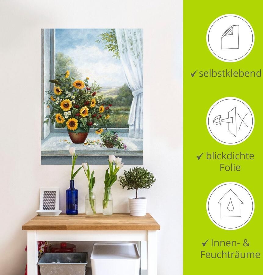 Artland Artprint Zonnebloemen bij het raam als artprint op linnen poster muursticker in verschillende maten - Foto 4