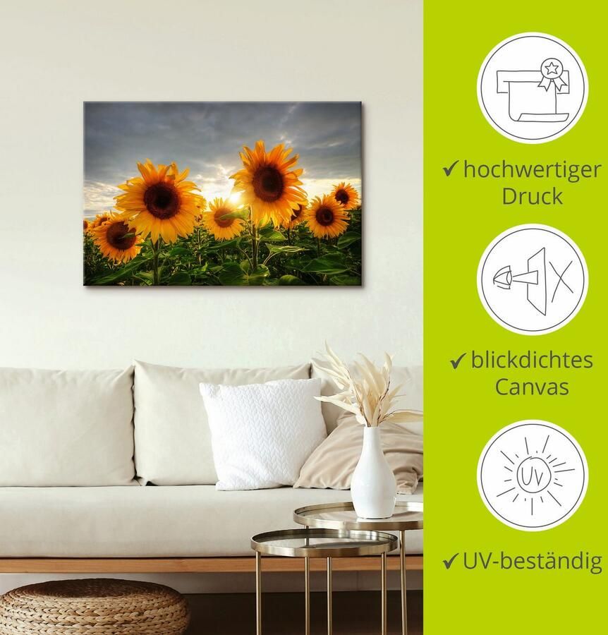 Artland Artprint Zonnebloemen II als artprint op linnen poster in verschillende formaten maten - Foto 3