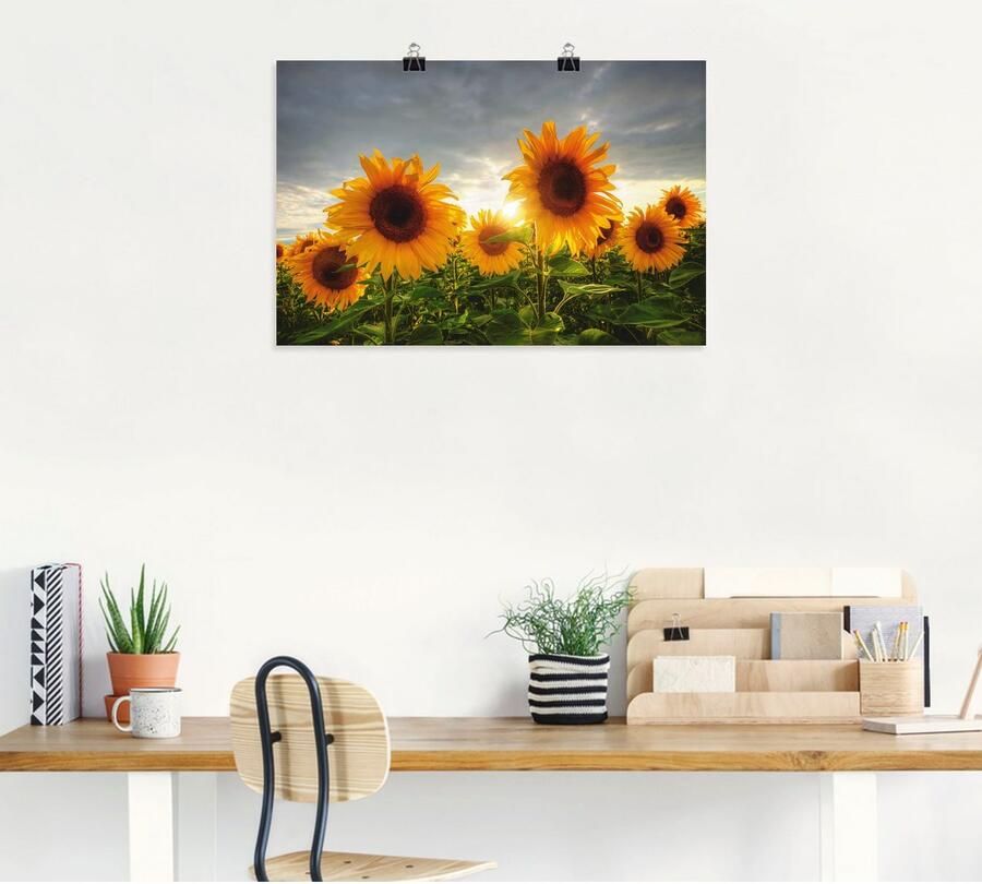 Artland Artprint Zonnebloemen II als artprint op linnen poster in verschillende formaten maten - Foto 4