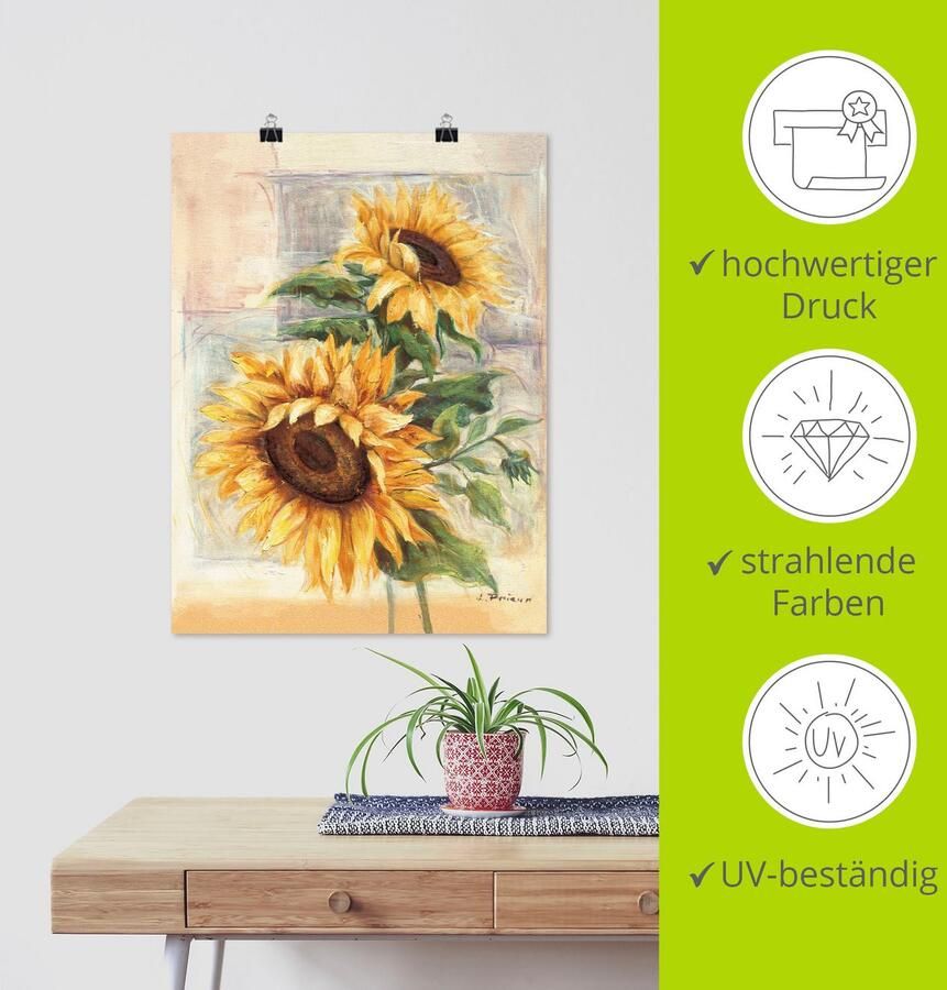 Artland Artprint Zonnebloemen II als artprint van aluminium artprint voor buiten artprint op linnen poster muursticker - Foto 3
