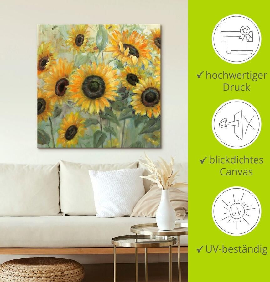 Artland Artprint op linnen Zonnebloemenweide - Foto 4