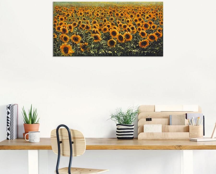 Artland Artprint Zonnebloemveld als aluminiumfoto buitenfoto in verschillende maten - Foto 6