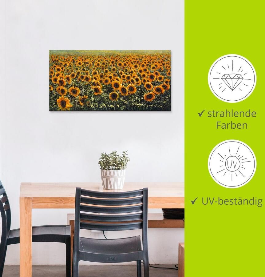 Artland Artprint Zonnebloemveld als aluminiumfoto buitenfoto in verschillende maten - Foto 3