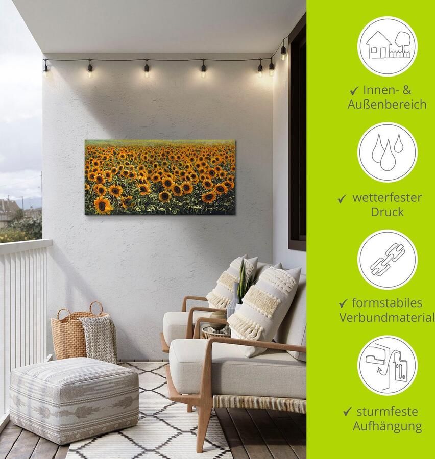 Artland Artprint Zonnebloemveld als aluminiumfoto buitenfoto in verschillende maten - Foto 4