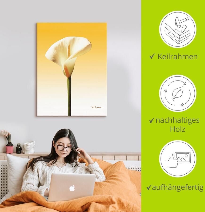 Artland Artprint Zonneschijn calla II als artprint op linnen poster in verschillende formaten maten - Foto 2