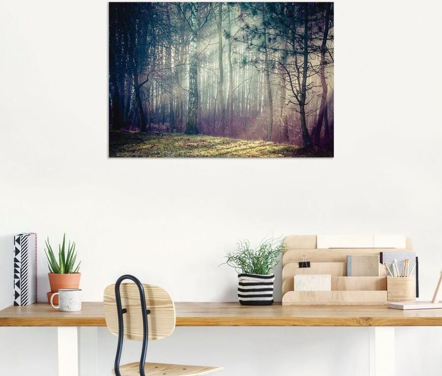 Artland Aluminium dibond print Zonnestralen in het bos geschikt voor binnen en buiten buitenafbeelding - Foto 6