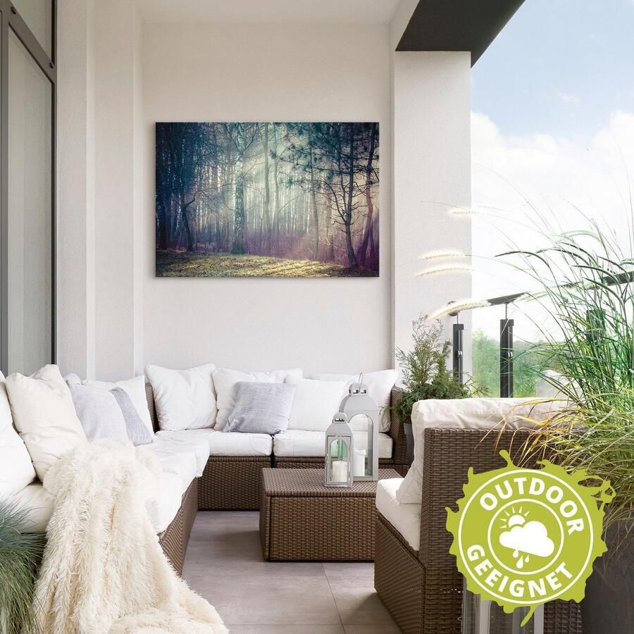 Artland Aluminium dibond print Zonnestralen in het bos geschikt voor binnen en buiten buitenafbeelding - Foto 2