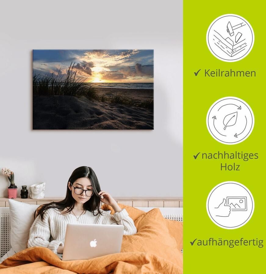 Artland Artprint Zonsondergang aan de Oostzee als artprint op linnen in verschillende maten