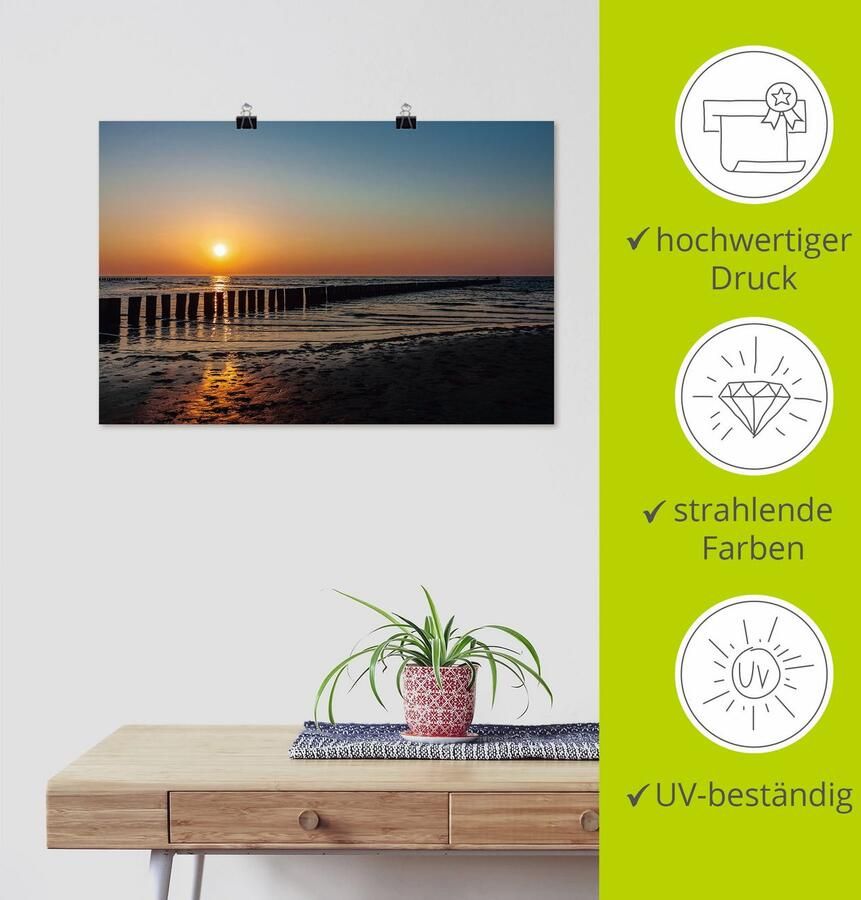 Artland Artprint Zonsondergang aan de Oostzee eiland Poel als artprint van aluminium artprint voor buiten poster in diverse formaten - Foto 3