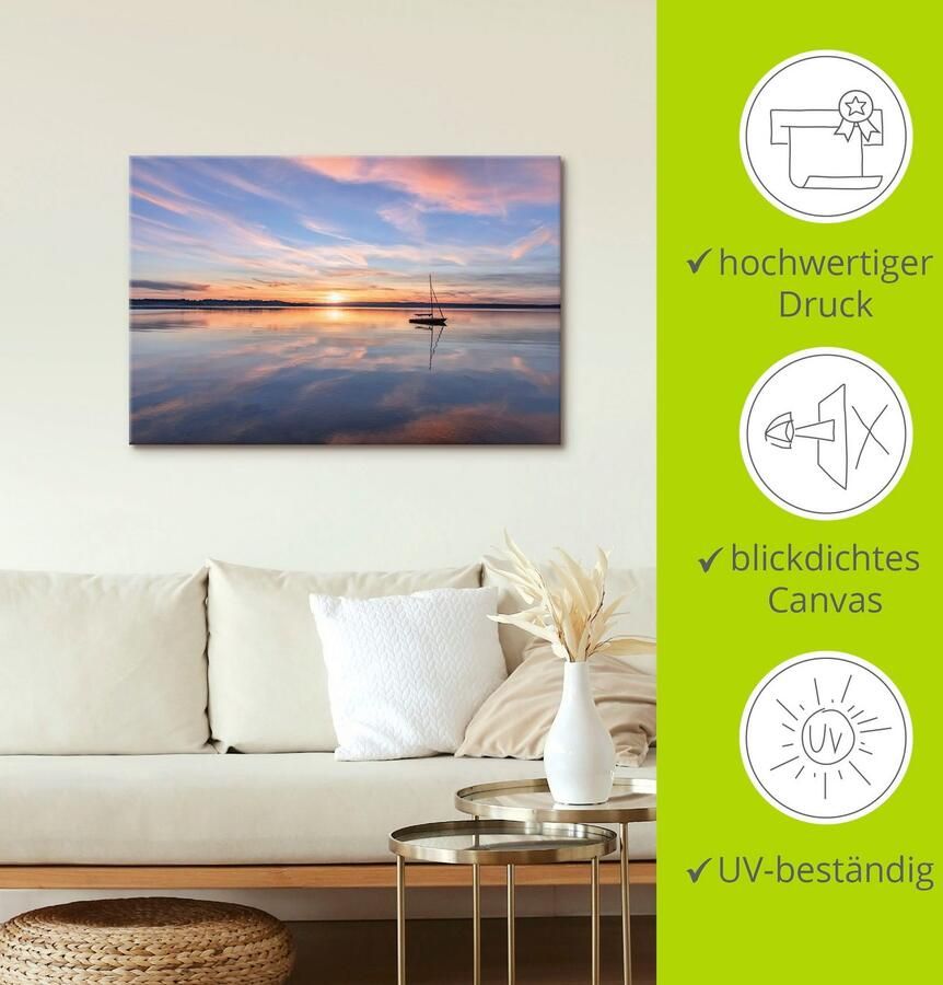 Artland Artprint Zonsondergang aan het Starnberger meer II als artprint van aluminium artprint op linnen muursticker of poster in verschillende maten - Foto 4