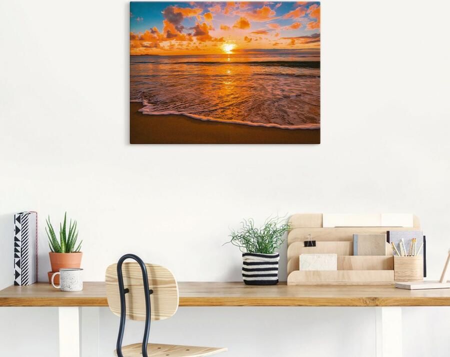 Artland Artprint Zonsondergang aan het strand als artprint op linnen poster in verschillende formaten maten - Foto 5
