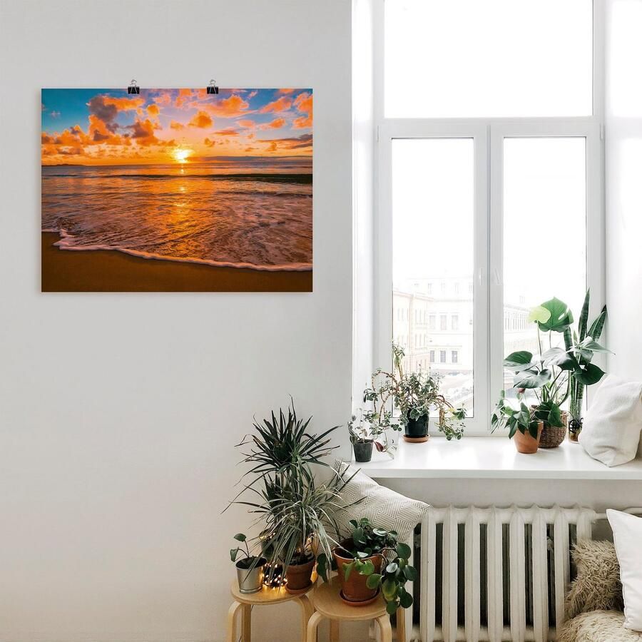 Artland Artprint Zonsondergang aan het strand als artprint op linnen poster in verschillende formaten maten - Foto 6