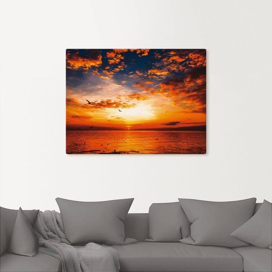 Artland Artprint Zonsondergang aan het strand als artprint op linnen poster muursticker in verschillende maten - Foto 3