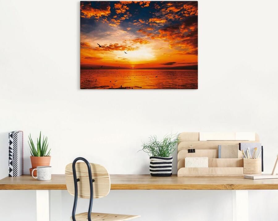 Artland Artprint Zonsondergang aan het strand als artprint op linnen poster muursticker in verschillende maten - Foto 7