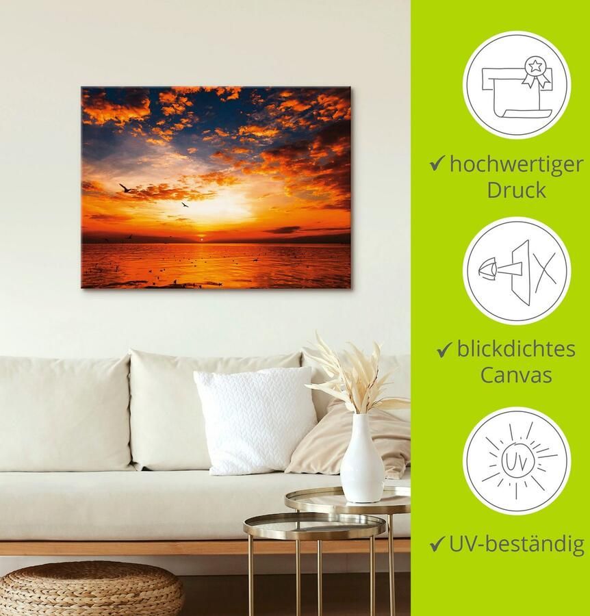 Artland Artprint Zonsondergang aan het strand als artprint op linnen poster muursticker in verschillende maten - Foto 5