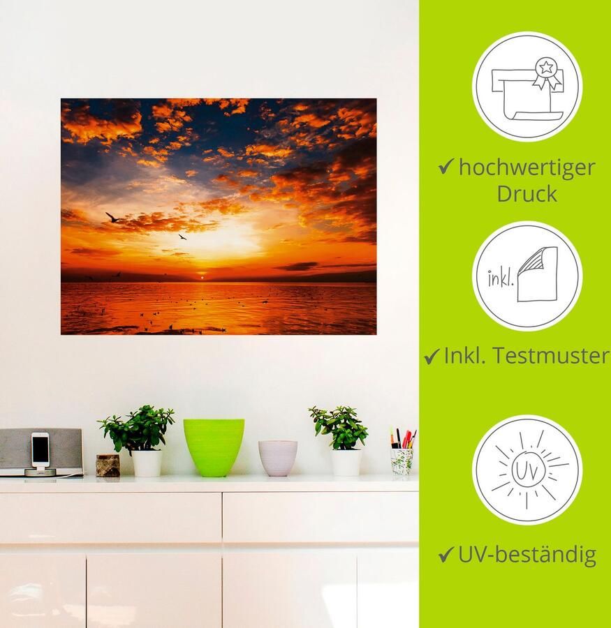 Artland Artprint Zonsondergang aan het strand als artprint op linnen poster muursticker in verschillende maten - Foto 5