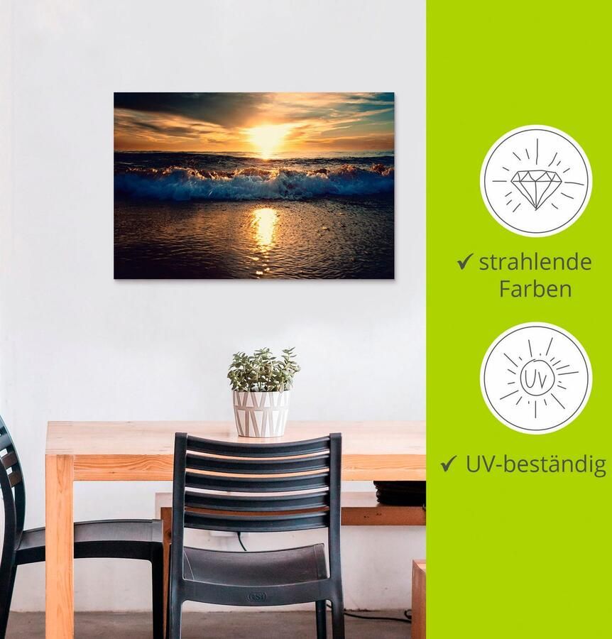 Artland Artprint Zonsondergang aan zee als artprint van aluminium artprint voor buiten artprint op linnen in verschillende maten - Foto 2