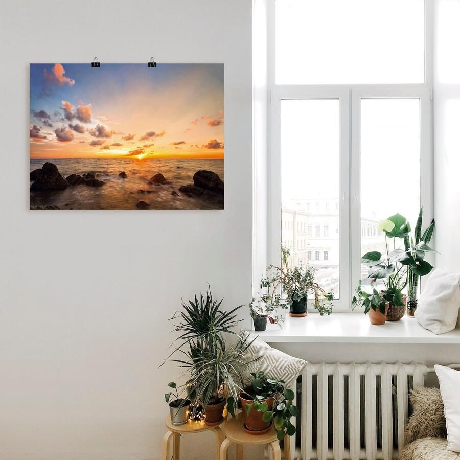 Artland Artprint Zonsondergang als artprint van aluminium artprint voor buiten artprint op linnen poster in verschillende maten. maten